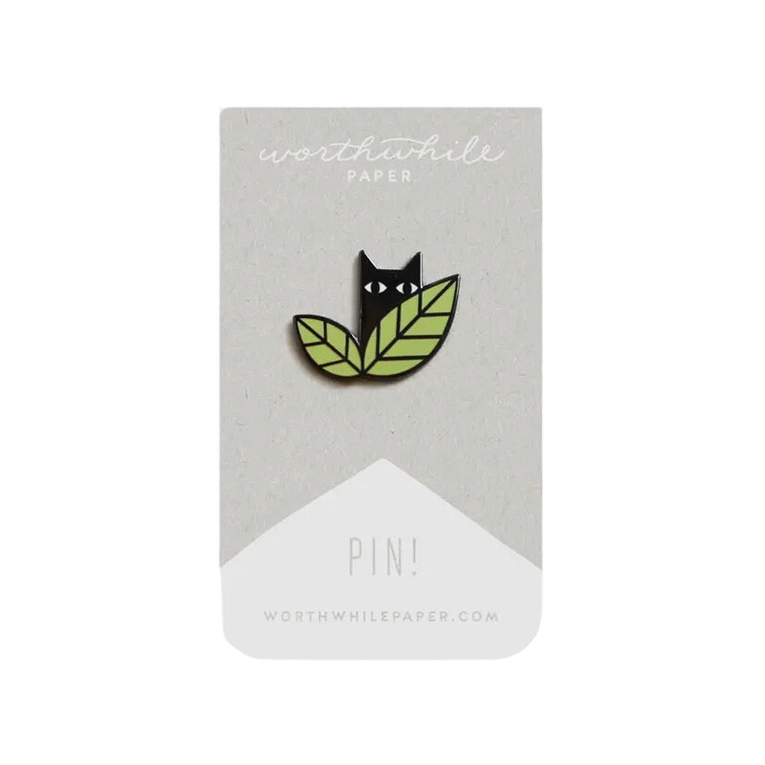 Cat in Leaves enamel pin
