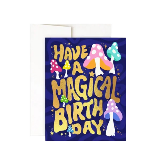 Magical mushrooms birthday card