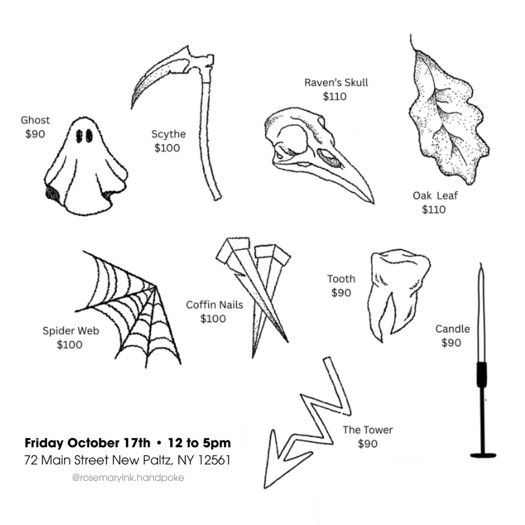 10/17: hand poke tattoos w/ Rosemary Ink