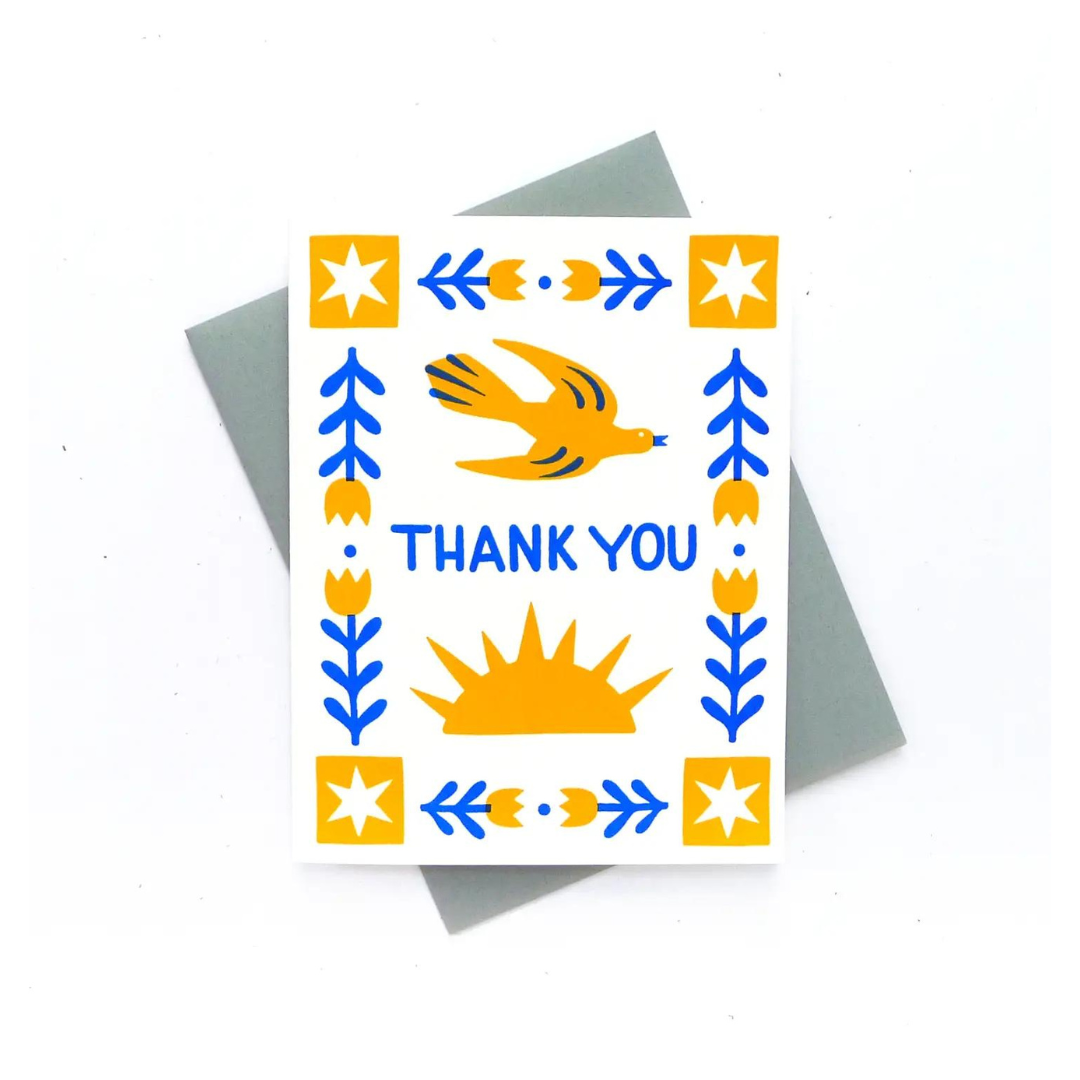 Folk Thank You card