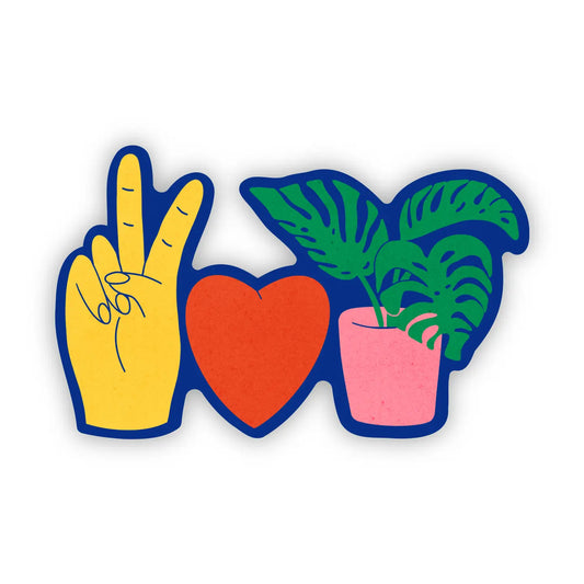 Peace, Love, & Plants sticker