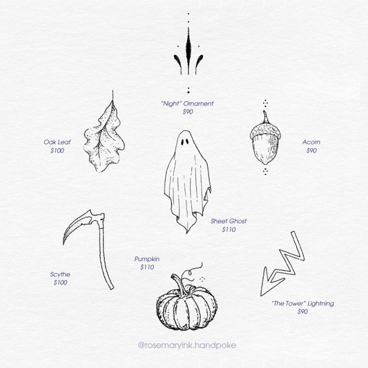 10/25: hand poke tattoos w/ Rosemary Ink (spooky season edition!)