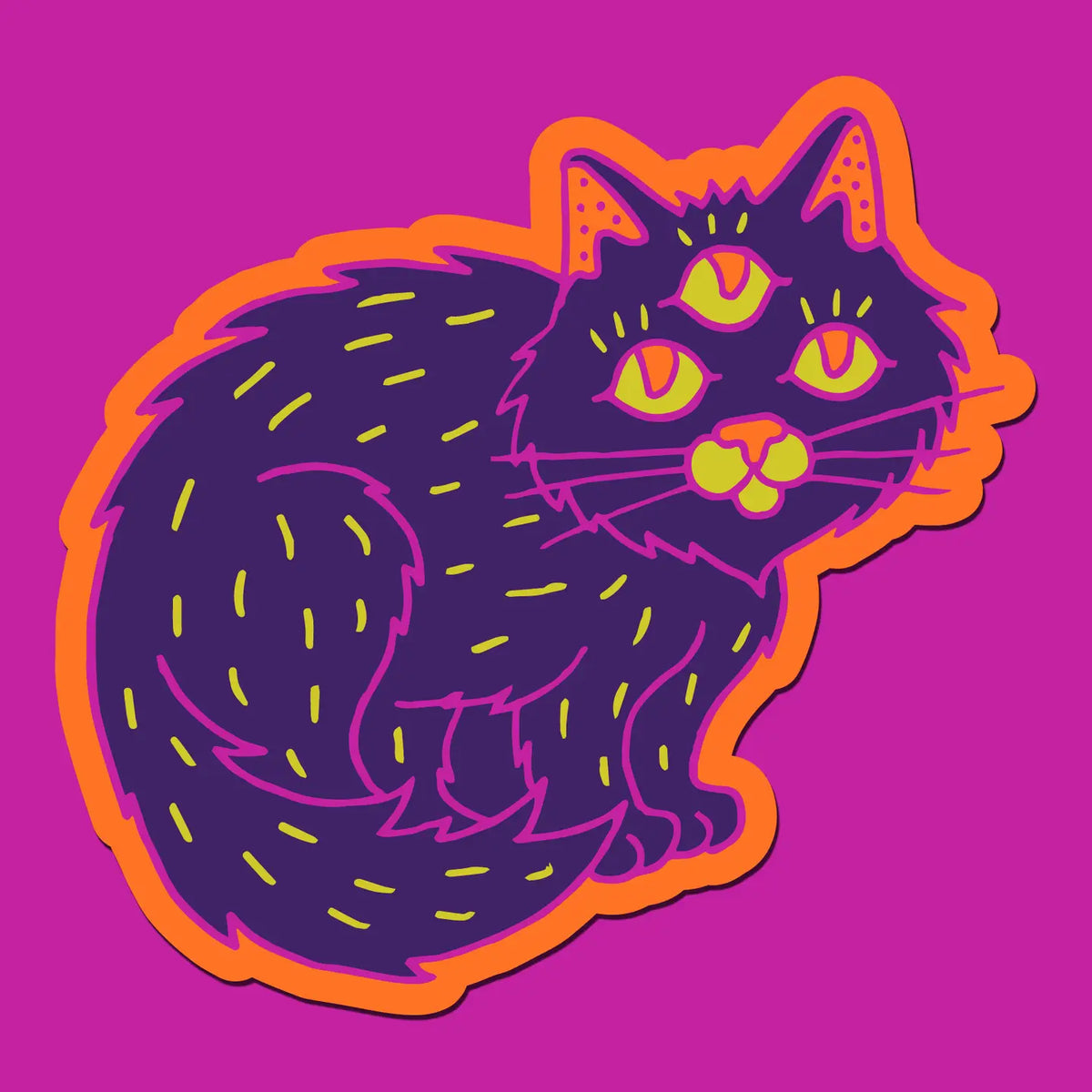 Three Eyed Black Cat sticker