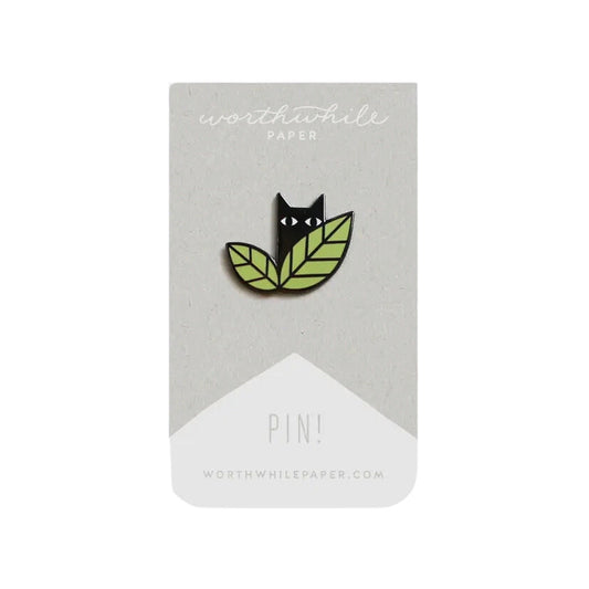 Cat in Leaves enamel pin