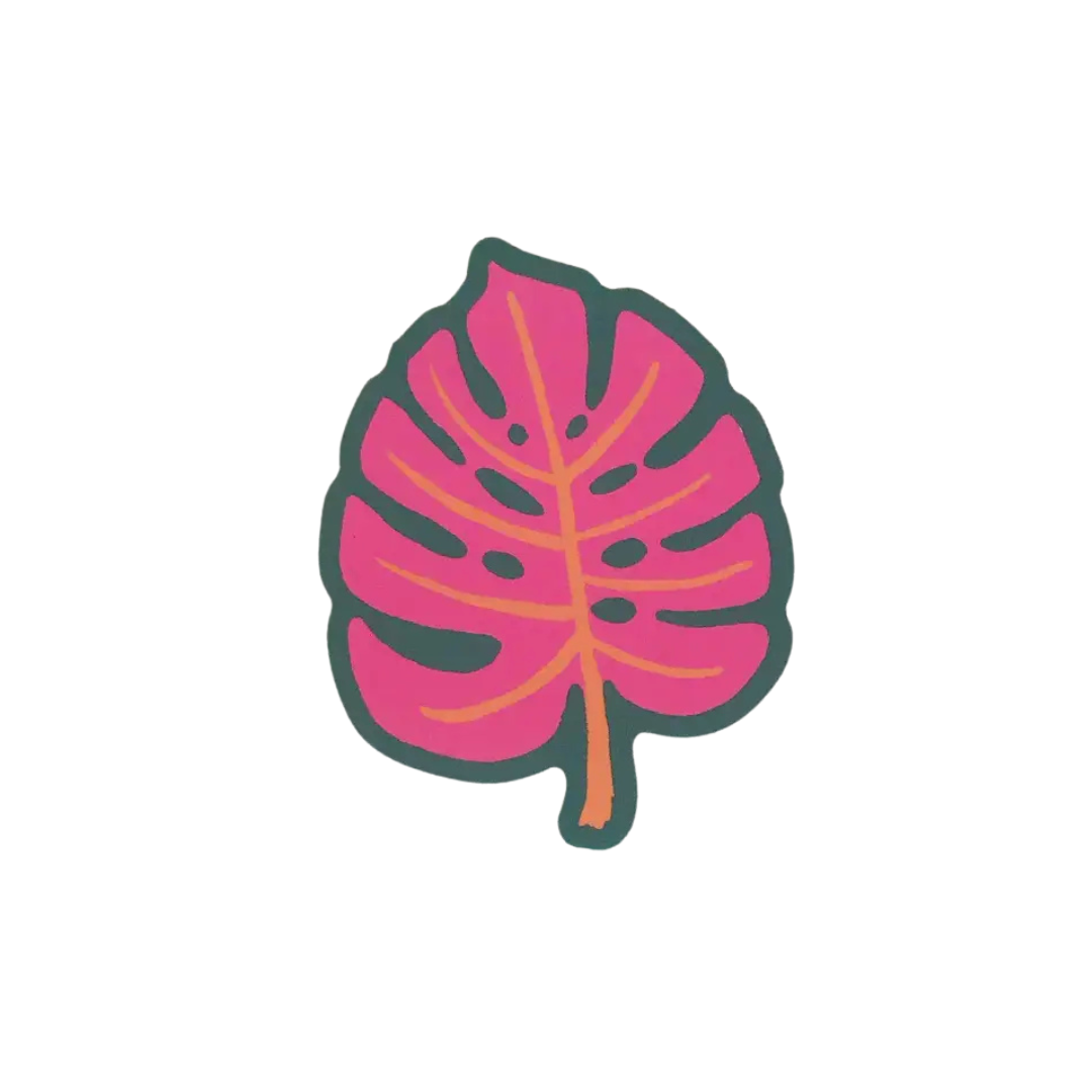 Pink monstera leaf sticker