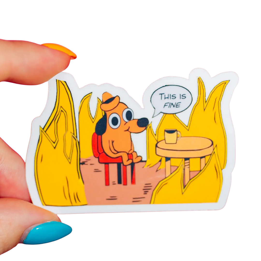 This Is Fine dog sticker