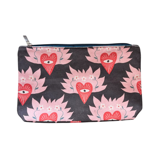 Flaming Heart zipper pouch