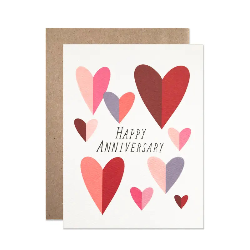 Happy Anniversary folded hearts card