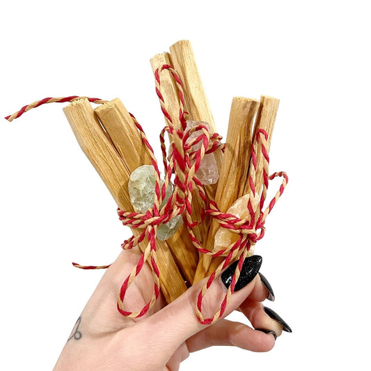 Palo Santo + crystal gift topper
